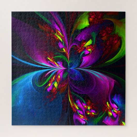 Modernes Abstraktes Blumenmuster Red Blue #15 Puzzle (Vertikal)