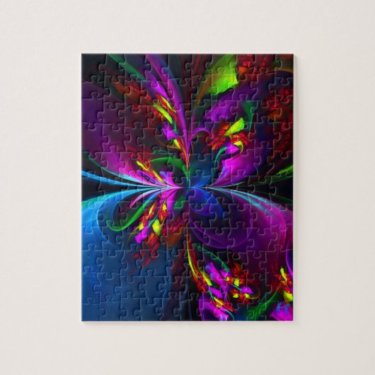 Modernes Abstraktes Blumenmuster Red Blue #15 Puzzle (Vertikal)