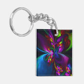 Modernes Abstraktes Blumenmuster Red Blue #15 Schlüsselanhänger (Vorderseite links)