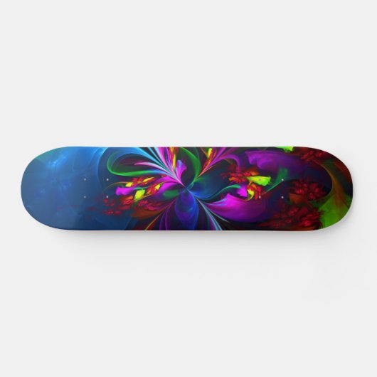 Modernes Abstraktes Blumenmuster Red Blue #15 Skateboard (Horizontal)
