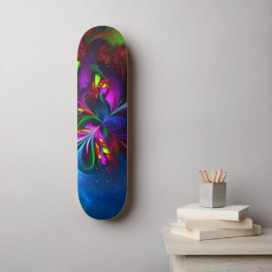 Modernes Abstraktes Blumenmuster Red Blue #15 Skateboard