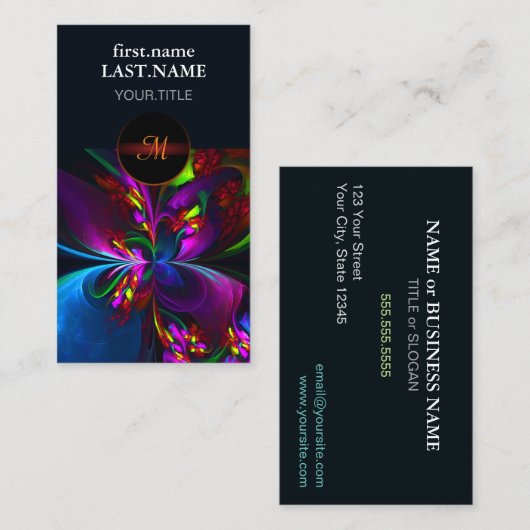 Modernes Abstraktes Blumenmuster Red Blue #15 Visitenkarte (Vorne/Hinten)