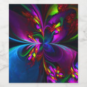 Modernes Abstraktes Blumenmuster Red Blue #15 Weinetikett (Einzelnes Label)