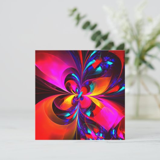 Modernes Abstraktes Blumenmuster Red Blue Muster # (Stehend Vorderseite)