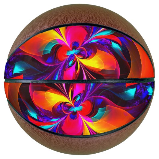 Modernes Abstraktes Blumenmuster Red Blue Muster # Basketball (Vorderseite)