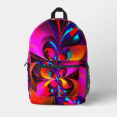 Modernes Abstraktes Blumenmuster Red Blue Muster # Bedruckter Rucksack (Vorderseite)