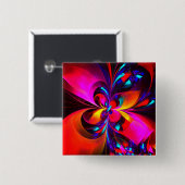 Modernes Abstraktes Blumenmuster Red Blue Muster # Button (Vorne & Hinten)