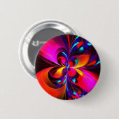 Modernes Abstraktes Blumenmuster Red Blue Muster # Button (Vorne & Hinten)