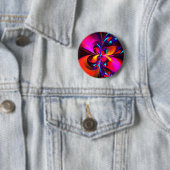 Modernes Abstraktes Blumenmuster Red Blue Muster # Button (Beispiel)