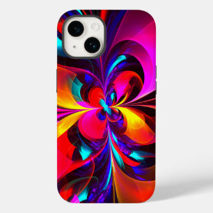 Modernes Abstraktes Blumenmuster Red Blue Muster # Case-Mate iPhone 14 Hülle