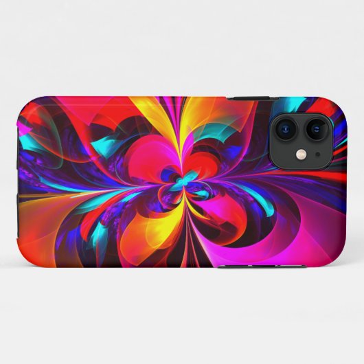 Modernes Abstraktes Blumenmuster Red Blue Muster # Case-Mate iPhone Hülle (Rückseite (Horizontal))