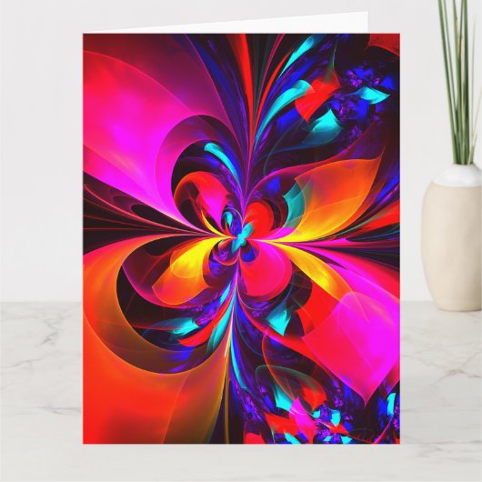 Modernes Abstraktes Blumenmuster Red Blue Muster # Dankeskarte (Vorderseite)