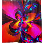 Modernes Abstraktes Blumenmuster Red Blue Muster # Duschvorhang (Vorderseite)