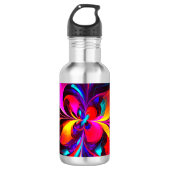 Modernes Abstraktes Blumenmuster Red Blue Muster # Edelstahlflasche (Vorderseite)