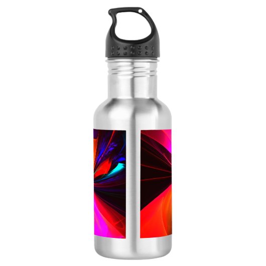 Modernes Abstraktes Blumenmuster Red Blue Muster # Edelstahlflasche (Rückseite)