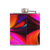 Modernes Abstraktes Blumenmuster Red Blue Muster # Flachmann (Rückseite)