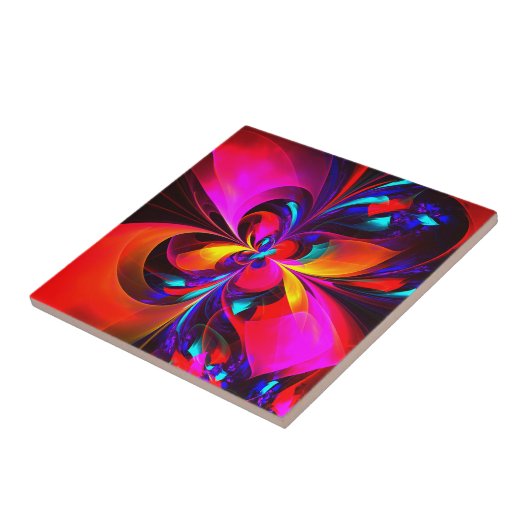 Modernes Abstraktes Blumenmuster Red Blue Muster # Fliese (Seite)