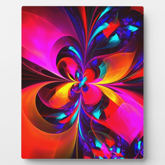 Modernes Abstraktes Blumenmuster Red Blue Muster # Fotoplatte (Vorderseite)