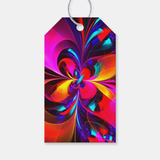 Modernes Abstraktes Blumenmuster Red Blue Muster # Geschenkanhänger (Vorderseite)