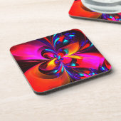 Modernes Abstraktes Blumenmuster Red Blue Muster # Getränkeuntersetzer (Linke Seite)