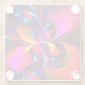 Modernes Abstraktes Blumenmuster Red Blue Muster # Glasuntersetzer (Rückseite)