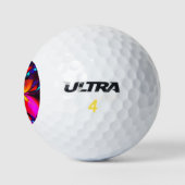 Modernes Abstraktes Blumenmuster Red Blue Muster # Golfball (Logo)