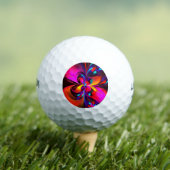 Modernes Abstraktes Blumenmuster Red Blue Muster # Golfball (Insitu T-Shirt)