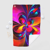 Modernes Abstraktes Blumenmuster Red Blue Muster # Golfhandtuch (Insitu)