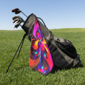 Modernes Abstraktes Blumenmuster Red Blue Muster # Golfhandtuch (Gras)