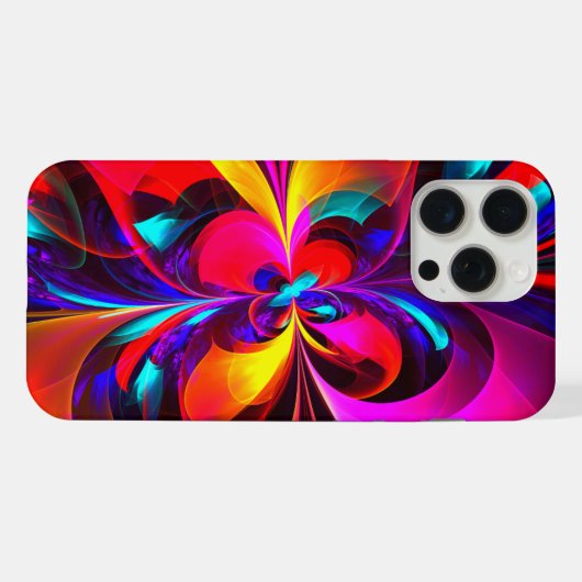 Modernes Abstraktes Blumenmuster Red Blue Muster # iPhone Hülle (Rückseite (Horizontal))