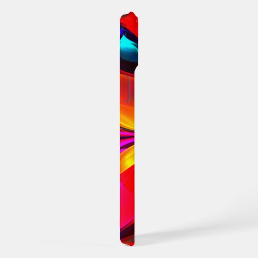 Modernes Abstraktes Blumenmuster Red Blue Muster # iPhone Hülle (Rechte Seite)