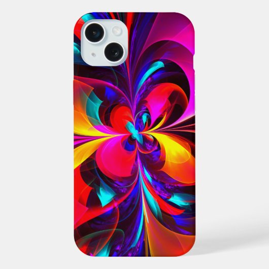 Modernes Abstraktes Blumenmuster Red Blue Muster # iPhone Hülle (Rückseite)