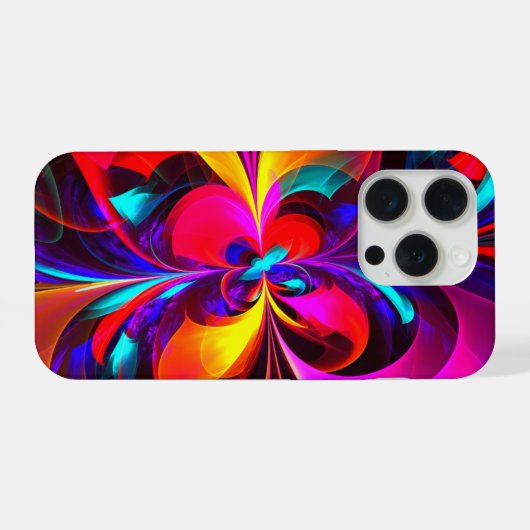 Modernes Abstraktes Blumenmuster Red Blue Muster # iPhone Hülle (Rückseite (Horizontal))