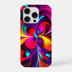 Modernes Abstraktes Blumenmuster Red Blue Muster # iPhone 15 Pro Hülle