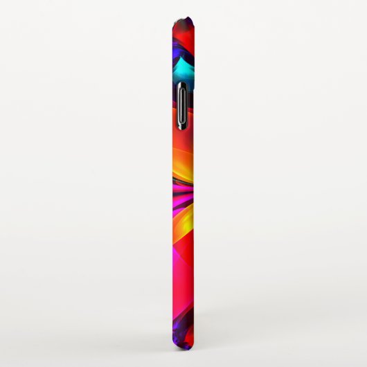 Modernes Abstraktes Blumenmuster Red Blue Muster # iPhone Hülle (Rechte Seite)