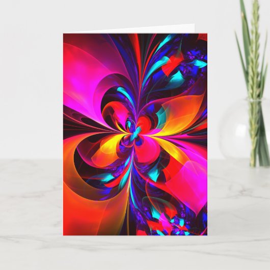 Modernes Abstraktes Blumenmuster Red Blue Muster # Karte (Vorderseite)