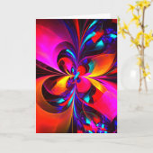 Modernes Abstraktes Blumenmuster Red Blue Muster # Karte (Gelbe Blume)