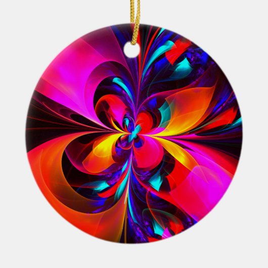 Modernes Abstraktes Blumenmuster Red Blue Muster # Keramik Ornament (Vorne)