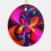 Modernes Abstraktes Blumenmuster Red Blue Muster # Keramik Ornament (Links)