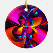 Modernes Abstraktes Blumenmuster Red Blue Muster # Keramik Ornament (Hinten)