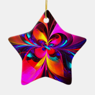 Modernes Abstraktes Blumenmuster Red Blue Muster # Keramik Ornament