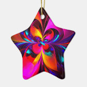 Modernes Abstraktes Blumenmuster Red Blue Muster # Keramik Ornament (Links)