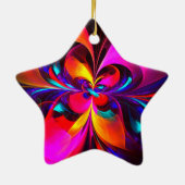 Modernes Abstraktes Blumenmuster Red Blue Muster # Keramik Ornament (Hinten)