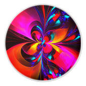 Modernes Abstraktes Blumenmuster Red Blue Muster # Keramikknauf (Vorderseite)