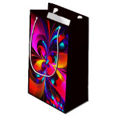 Modernes Abstraktes Blumenmuster Red Blue Muster # Kleine Geschenktüte (Rückseite Schrägansicht)