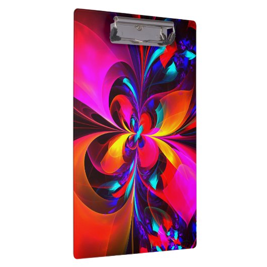 Modernes Abstraktes Blumenmuster Red Blue Muster # Klemmbrett (Rechts)