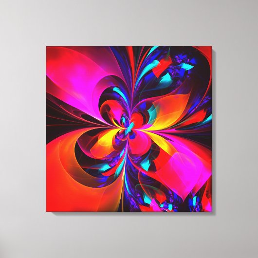 Modernes Abstraktes Blumenmuster Red Blue Muster # Leinwanddruck (Vorderseite)