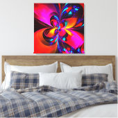 Modernes Abstraktes Blumenmuster Red Blue Muster # Leinwanddruck (Insitu (Schlafzimmer))