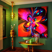 Modernes Abstraktes Blumenmuster Red Blue Muster # Leinwanddruck