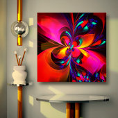 Modernes Abstraktes Blumenmuster Red Blue Muster # Leinwanddruck